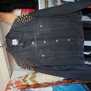 custom studded Levi's black denim jacket